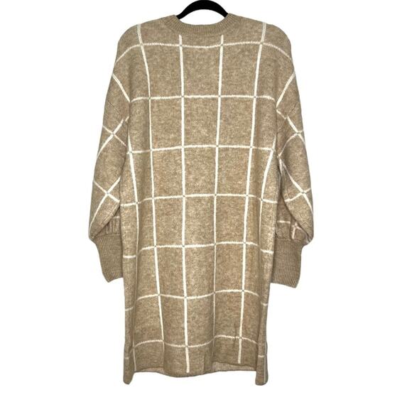 A New Day Women’s Camel windowpane Long Sleeve Sweater Dress NWT SZ M - Picture 2 of 4